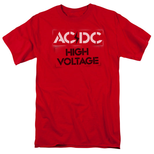 AC\DC : HIGH VOLTAGE STENCIL S\S ADULT 18\1 Red LG