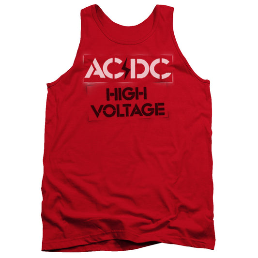 AC\DC : HIGH VOLTAGE STENCIL ADULT TANK Red 2X