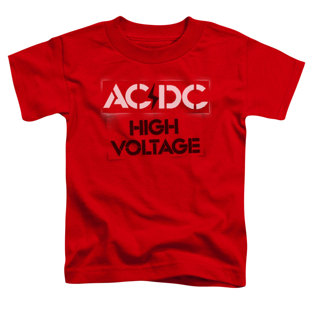 AC\DC : HIGH VOLTAGE STENCIL S\S TODDLER TEE Red MD (3T)