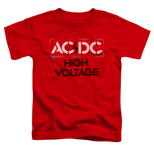 AC\DC : HIGH VOLTAGE STENCIL S\S TODDLER TEE Red SM (2T)