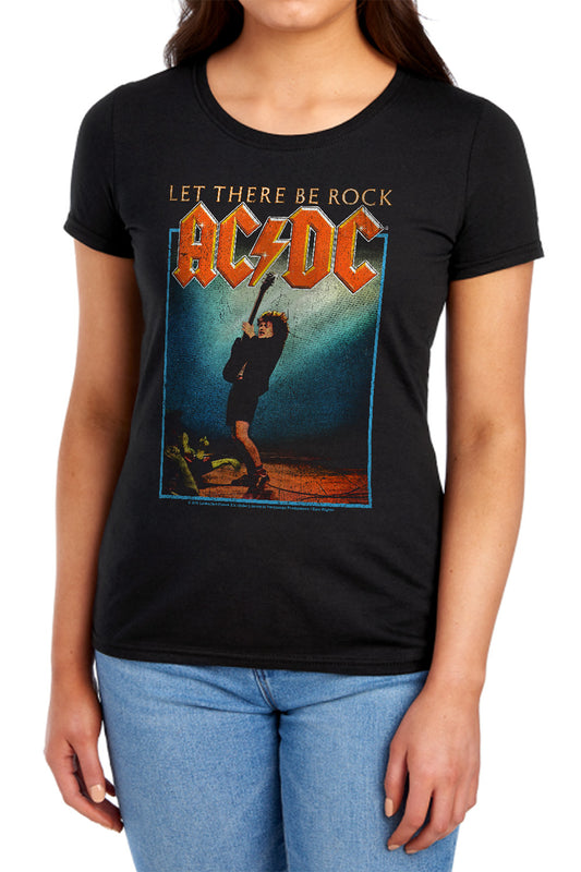 AC\DC : LET THERE BE ROCK WOMENS SHORT SLEEVE Black LG