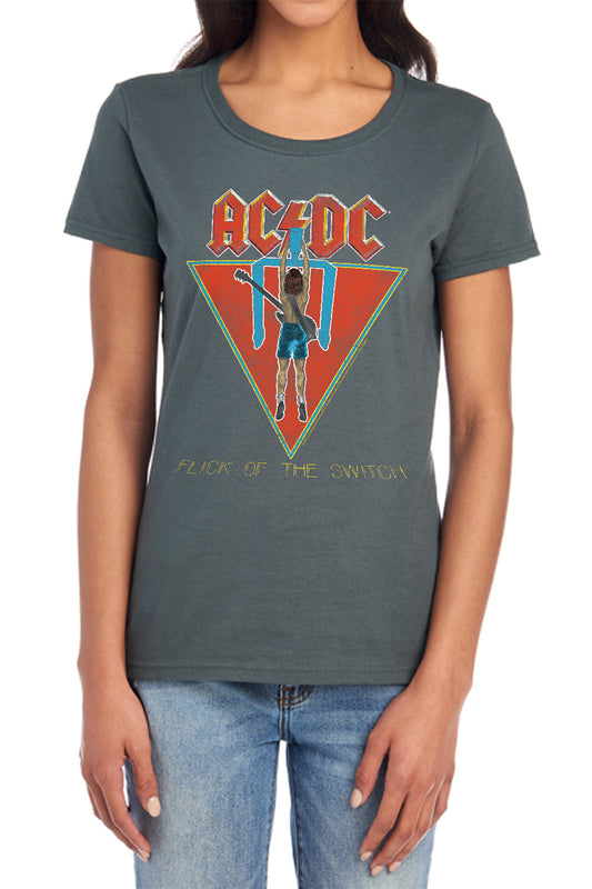 AC\DC : FLICK OF THE SWITCH WOMENS SHORT SLEEVE CHARCOAL 2X
