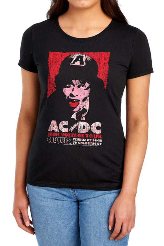 AC\DC : HIGH VOLTAGE LIVE 1975 WOMENS SHORT SLEEVE Black 2X