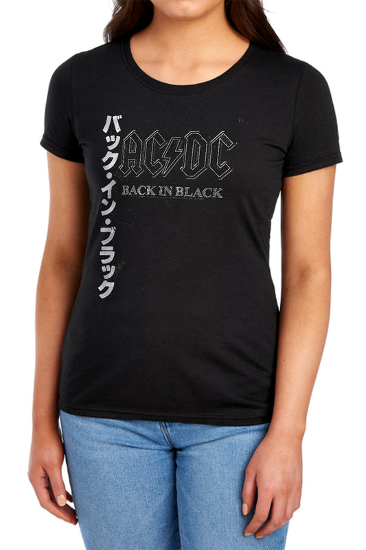 AC\DC : BACK IN THE DAY KANJI WOMENS SHORT SLEEVE Black MD