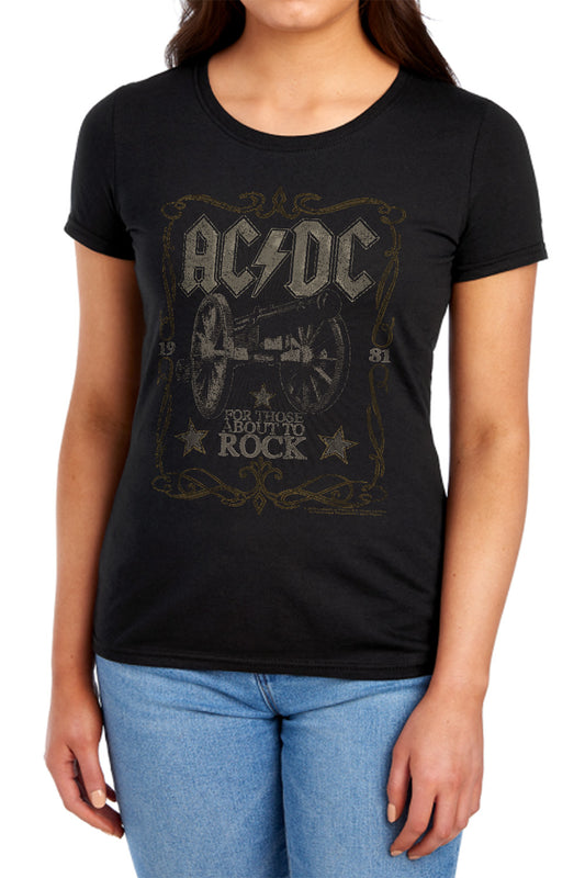 AC\DC : ROCK LABEL WOMENS SHORT SLEEVE Black 2X