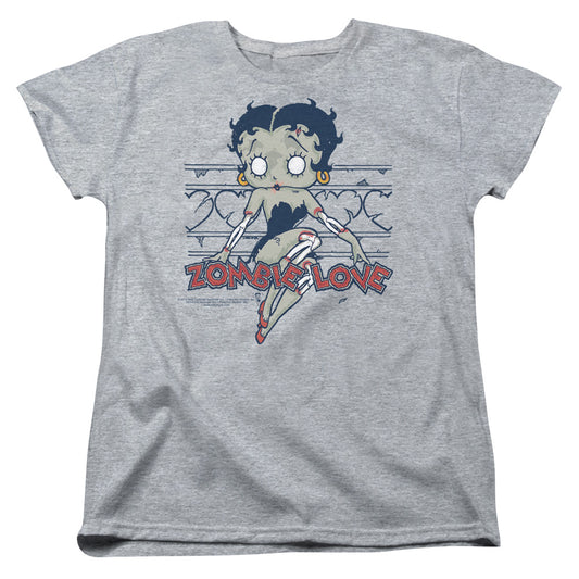 BETTY BOOP : ZOMBIE PINUP S\S WOMENS TEE ATHLETIC HEATHER 2X