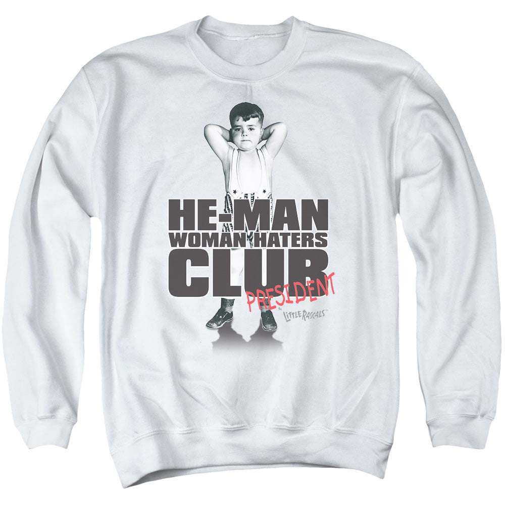 LITTLE RASCALS : CLUB PRESIDENT ADULT CREW NECK SWEATSHIRT WHITE 2X