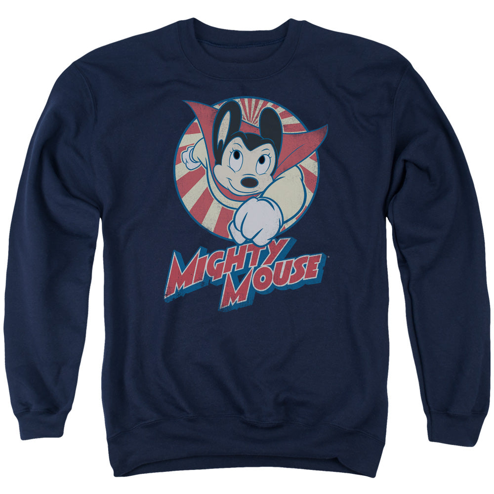 MIGHTY MOUSE : THE ONE THE ONLY ADULT CREW NECK SWEATSHIRT NAVY 2X