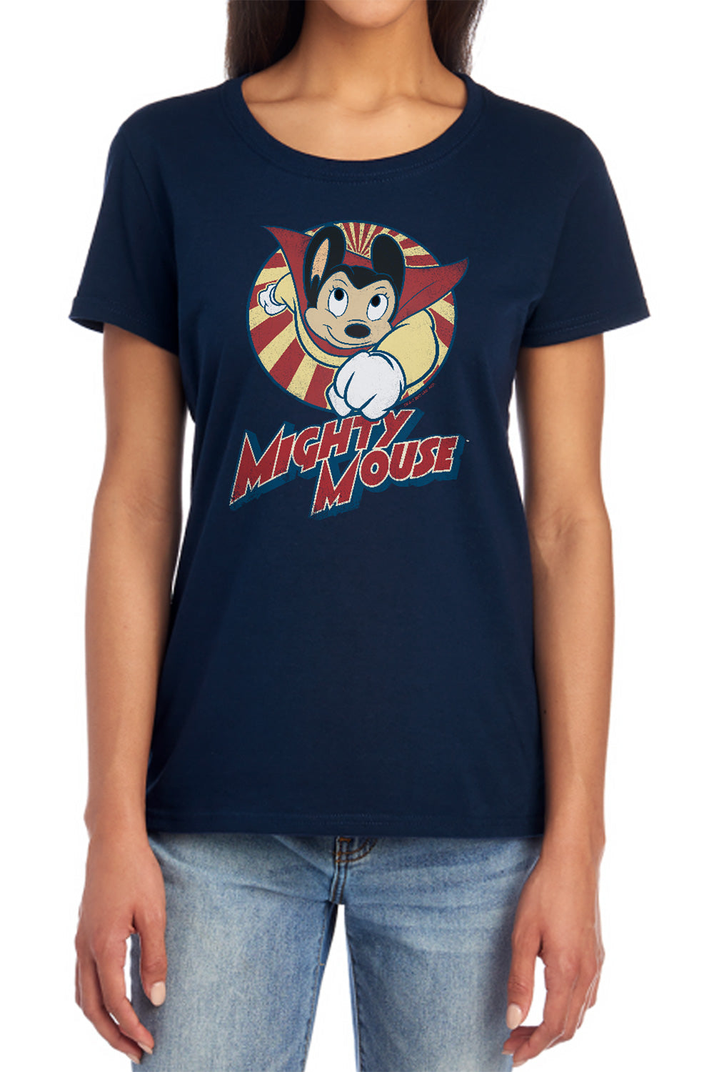 MIGHTY MOUSE : THE ONE THE ONLY S\S WOMENS TEE NAVY 2X