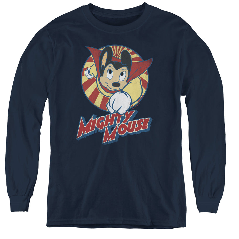 MIGHTY MOUSE : THE ONE THE ONLY L\S YOUTH NAVY XL