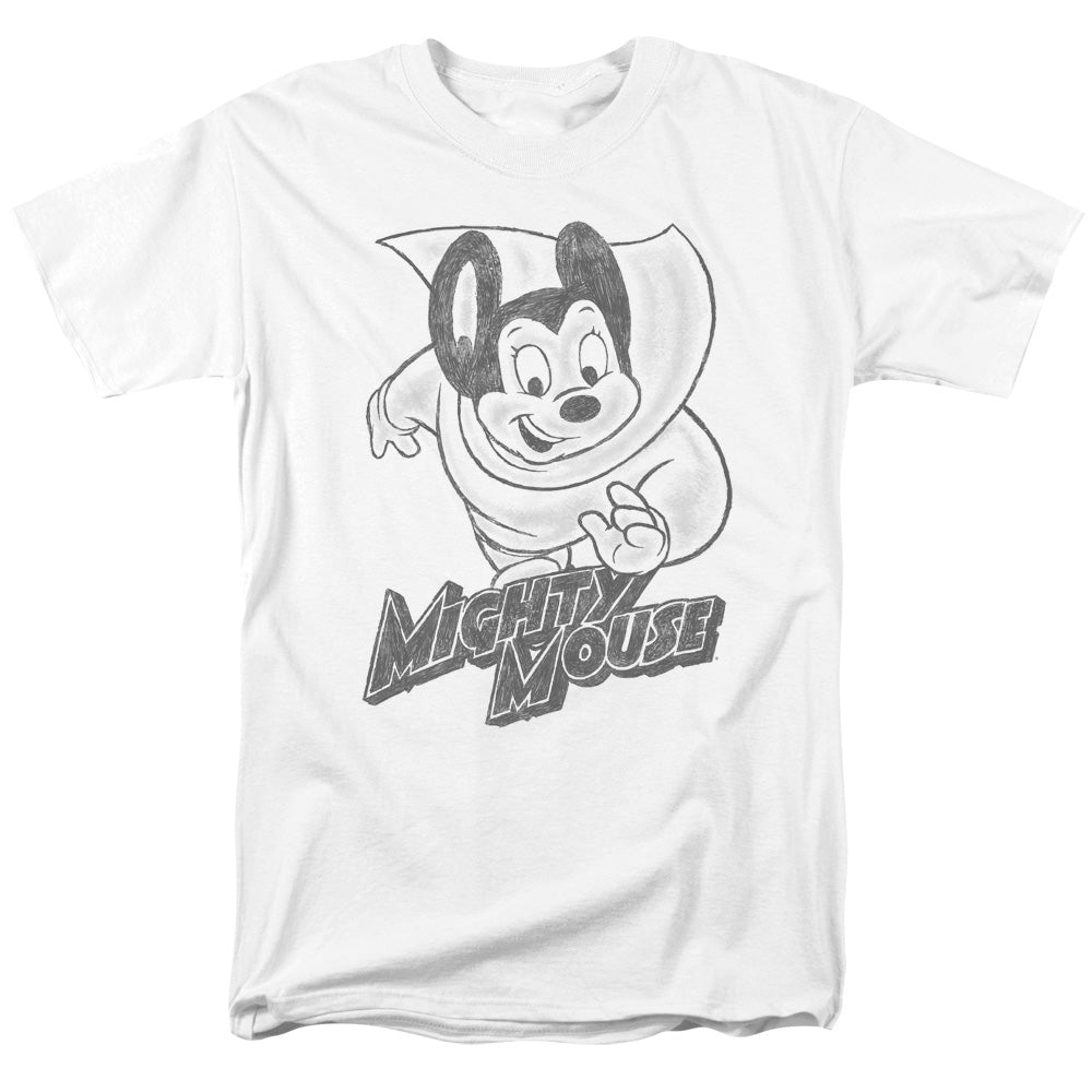 MIGHTY MOUSE : MIGHTY SKETCH S\S ADULT 18\1 WHITE 2X