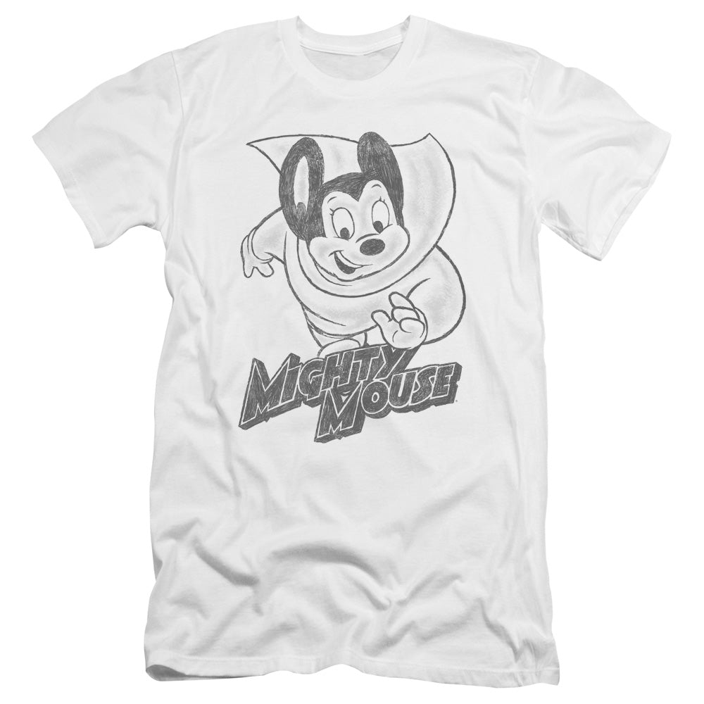 MIGHTY MOUSE : MIGHTY SKETCH PREMIUM CANVAS ADULT SLIM FIT 30\1 WHITE 2X