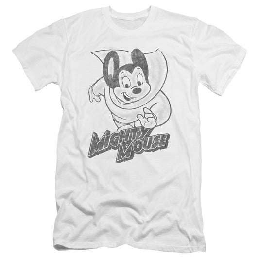 MIGHTY MOUSE : MIGHTY SKETCH PREMIUM CANVAS ADULT SLIM FIT 30\1 WHITE 2X