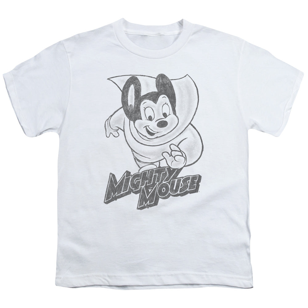 MIGHTY MOUSE : MIGHTY SKETCH S\S YOUTH 18\1 WHITE LG