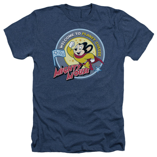 MIGHTY MOUSE : PLANET CHEESE ADULT HEATHER Navy 2X