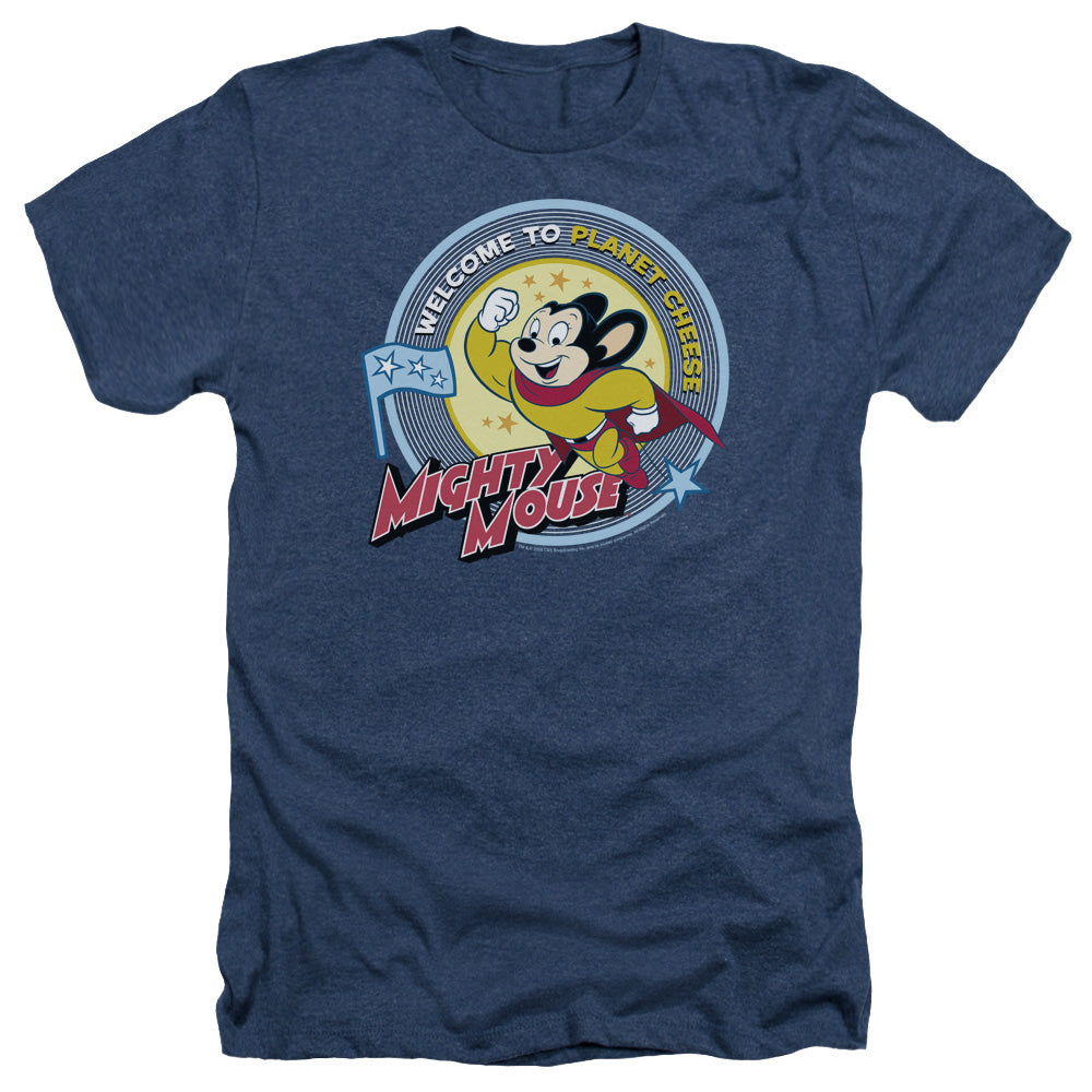 MIGHTY MOUSE : PLANET CHEESE ADULT HEATHER Navy LG