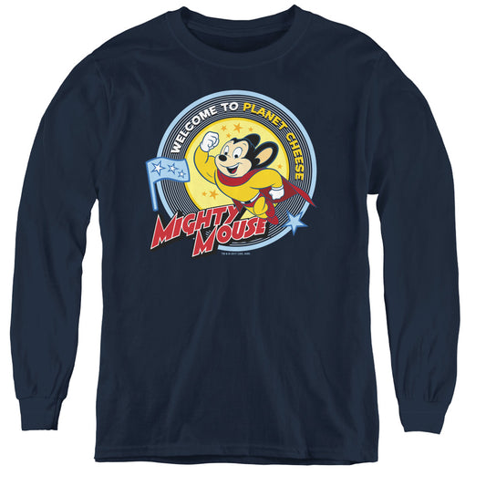 MIGHTY MOUSE : PLANET CHEESE L\S YOUTH NAVY LG