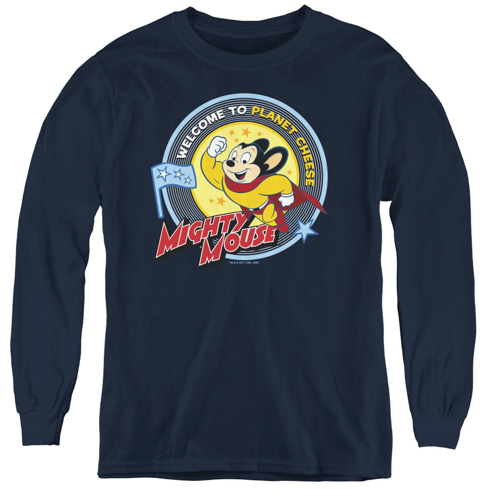 MIGHTY MOUSE : PLANET CHEESE L\S YOUTH NAVY XL