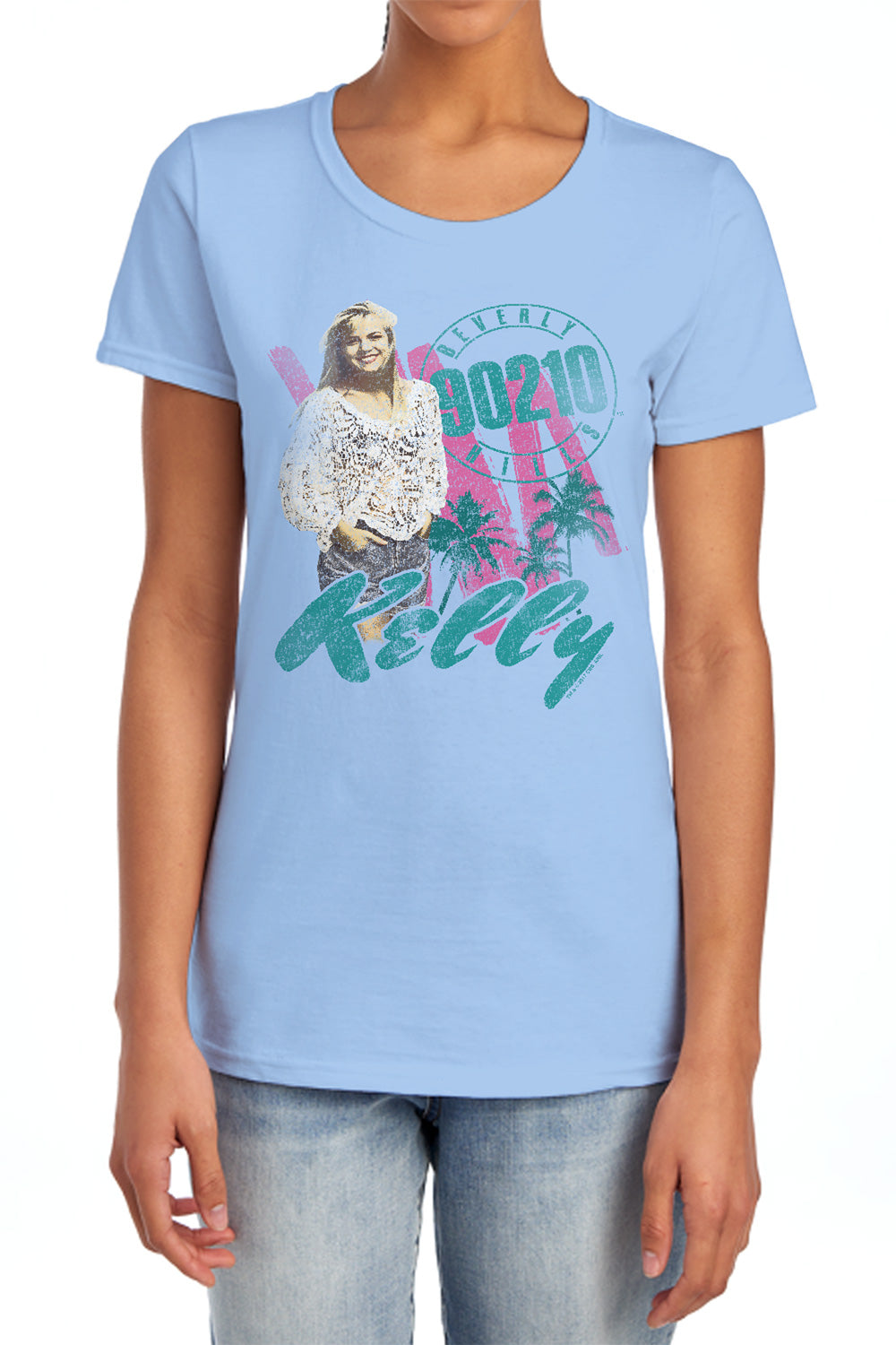 90210 : KELLY VINTAGE S\S WOMENS TEE LIGHT BLUE MD