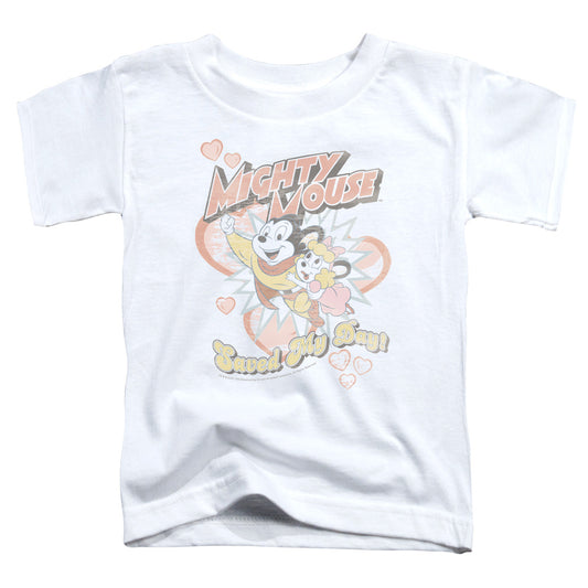 MIGHTY MOUSE : SAVED MY DAY TODDLER SHORT SLEEVE WHITE XL (5T)