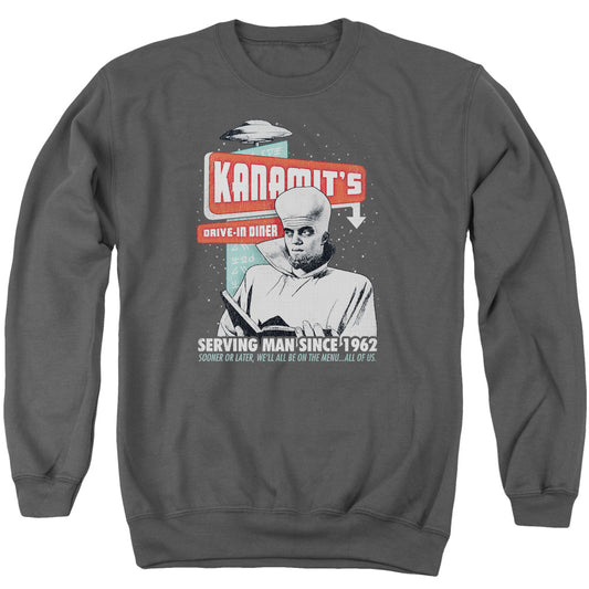 TWILIGHT ZONE : KANAMIT'S DINER ADULT CREW NECK SWEATSHIRT CHARCOAL 2X