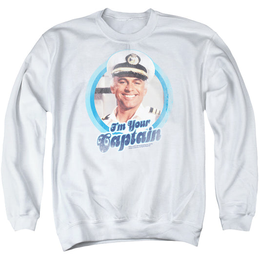 LOVE BOAT : I'M YOUR CAPTAIN ADULT CREW NECK SWEATSHIRT WHITE MD