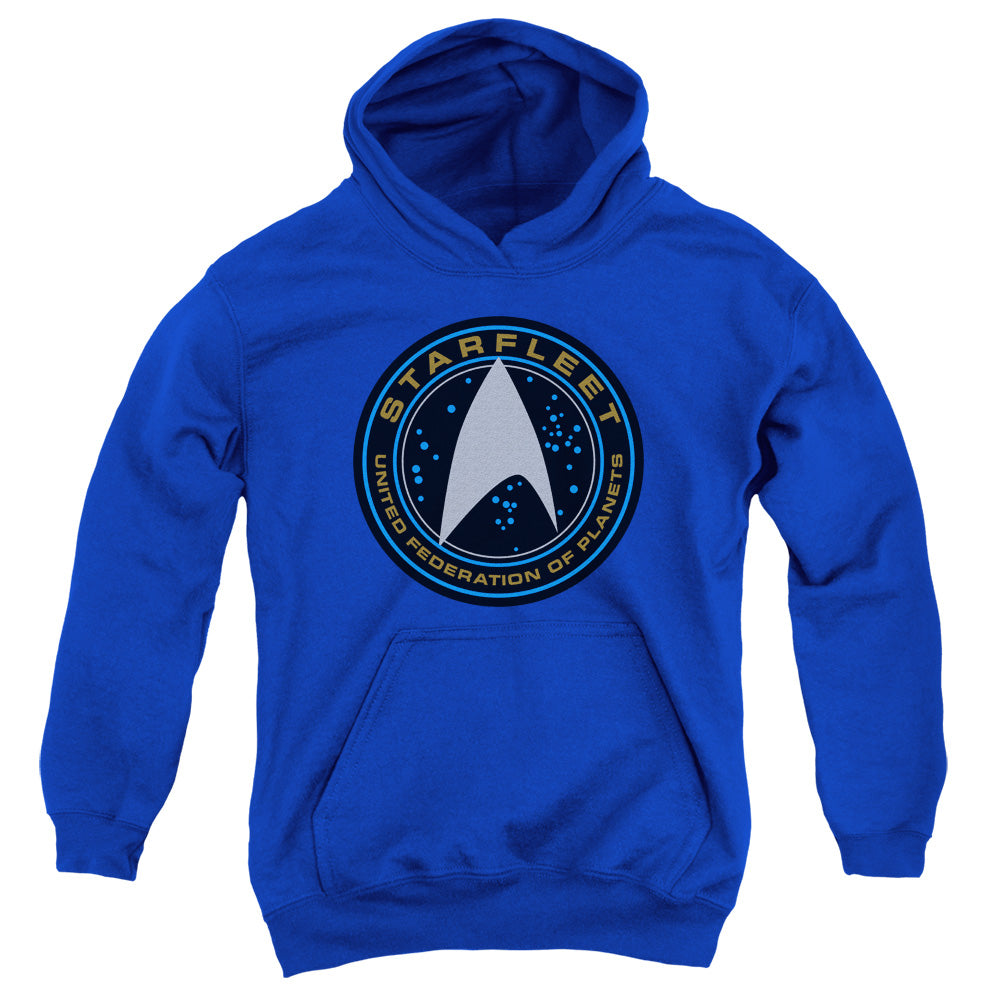 STAR TREK BEYOND : STARFLEET PATCH YOUTH PULL OVER HOODIE Royal Blue LG