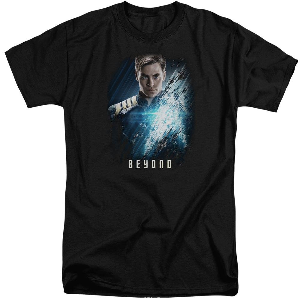 STAR TREK BEYOND : KIRK POSTER ADULT TALL FIT SHORT SLEEVE Black 2X