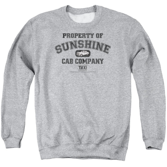 TAXI : PROPERTY OF SUNSHINE CAB ADULT CREW NECK SWEATSHIRT ATHLETIC HEATHER 2X