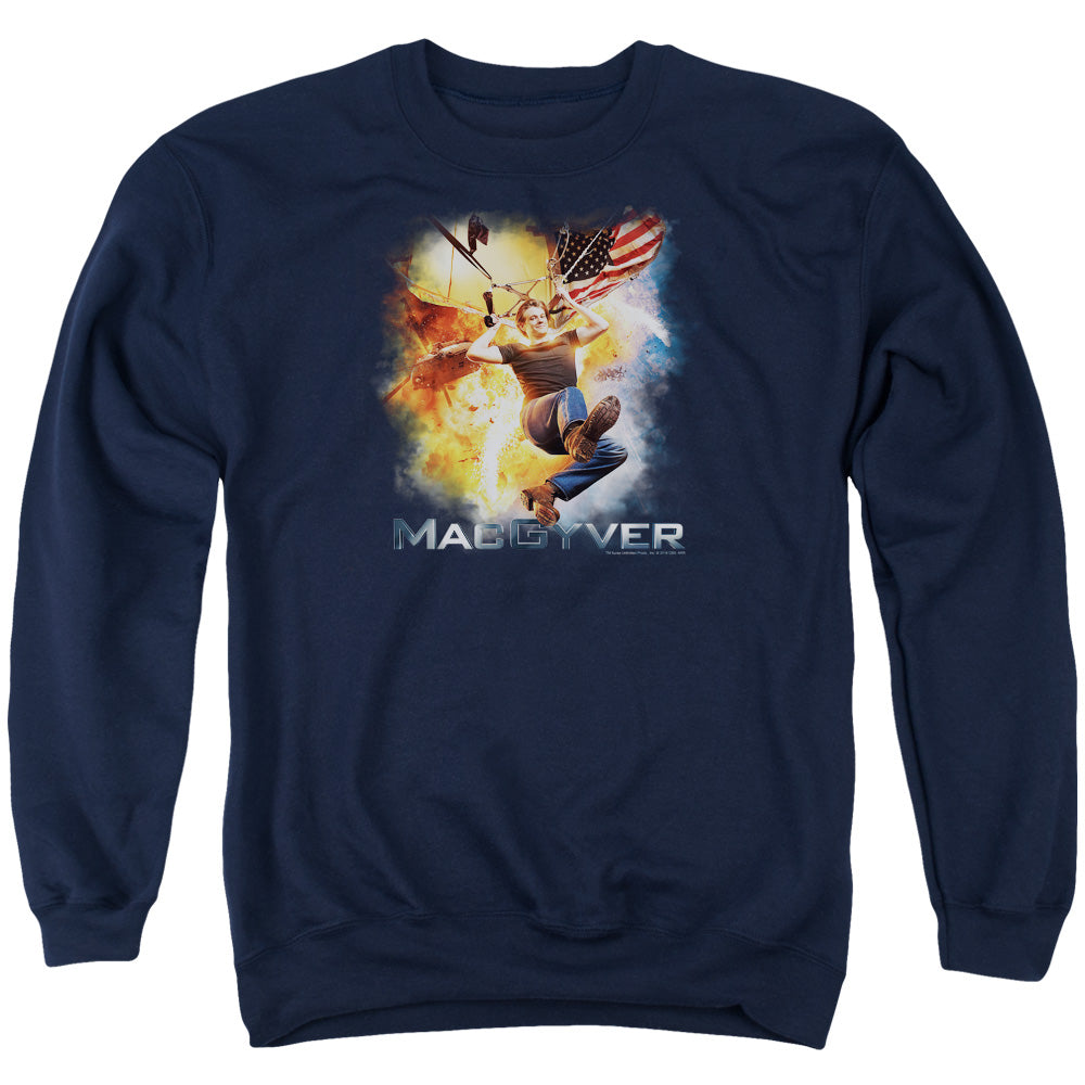 MACGYVER : PARACHUTE ADULT CREW SWEAT Navy 2X