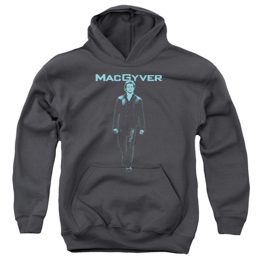 MACGYVER : MONO BLUE YOUTH PULL OVER HOODIE Charcoal LG