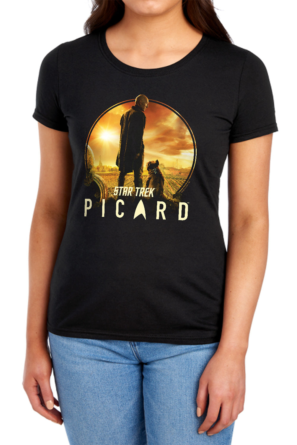 STAR TREK PICARD : A MAN AND HIS DOG WOMENS SHORT SLEEVE Black 2X