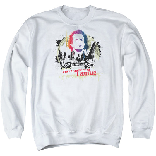 TAXI : SMILING JIM ADULT CREW NECK SWEATSHIRT WHITE XL