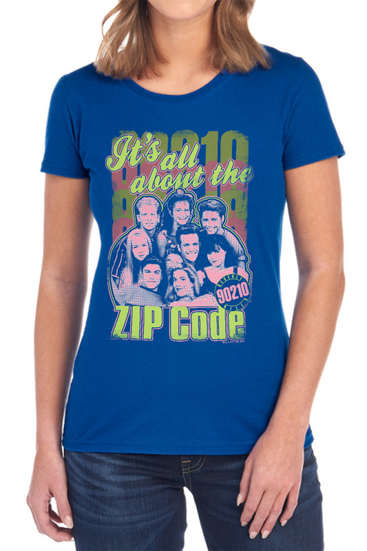 90210 : ZIP CODE WOMENS SHORT SLEEVE ROYAL BLUE XL