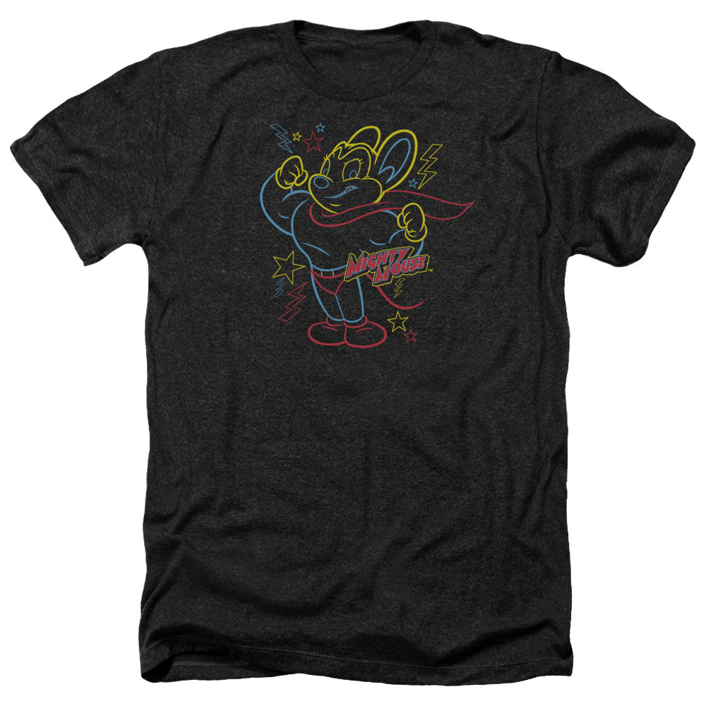 MIGHTY MOUSE : NEON HERO ADULT HEATHER BLACK 2X