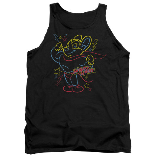 MIGHTY MOUSE : NEON HERO ADULT TANK Black 2X