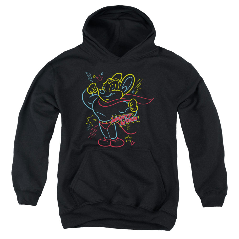 MIGHTY MOUSE : NEON HERO YOUTH PULL OVER HOODIE Black LG