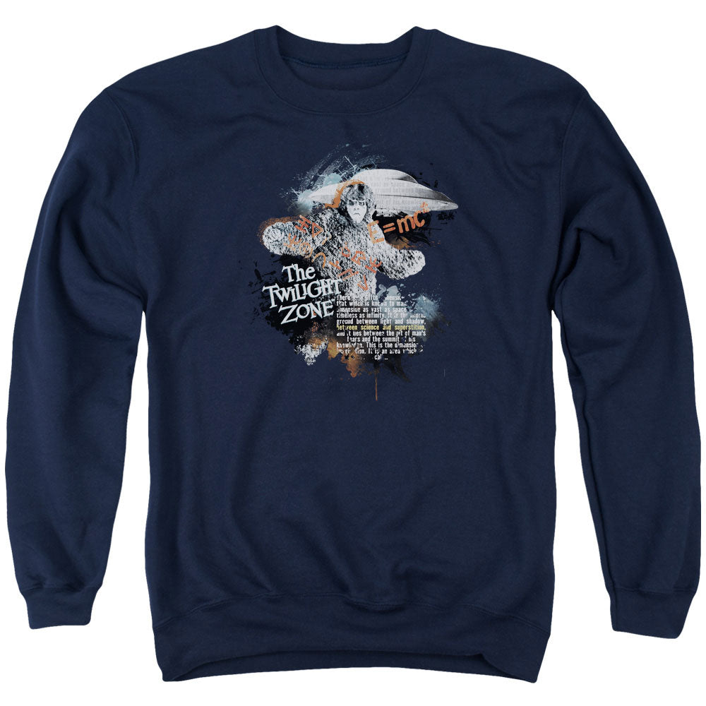 TWILIGHT ZONE : SCIENCE AND SUPERSTITION ADULT CREW NECK SWEATSHIRT NAVY LG