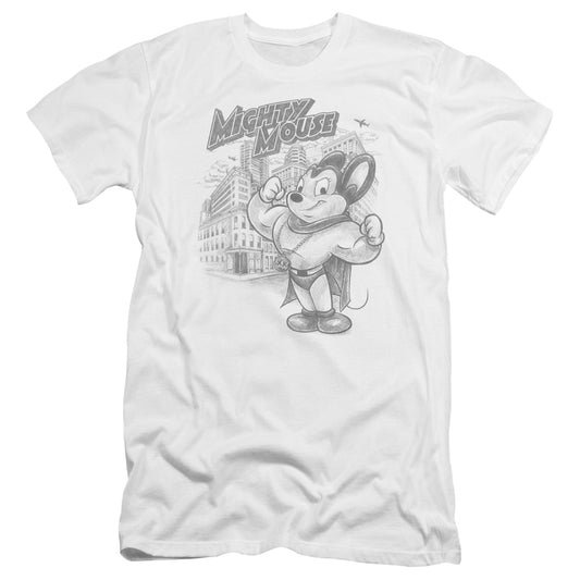 MIGHTY MOUSE : PROTECT AND SERVE PREMIUM CANVAS ADULT SLIM FIT 30\1 WHITE XL