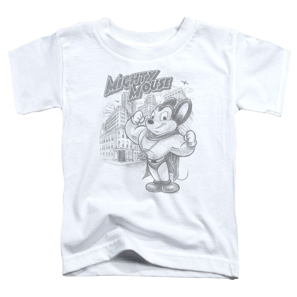 MIGHTY MOUSE : PROTECT AND SERVE TODDLER SHORT SLEEVE WHITE XL (5T)