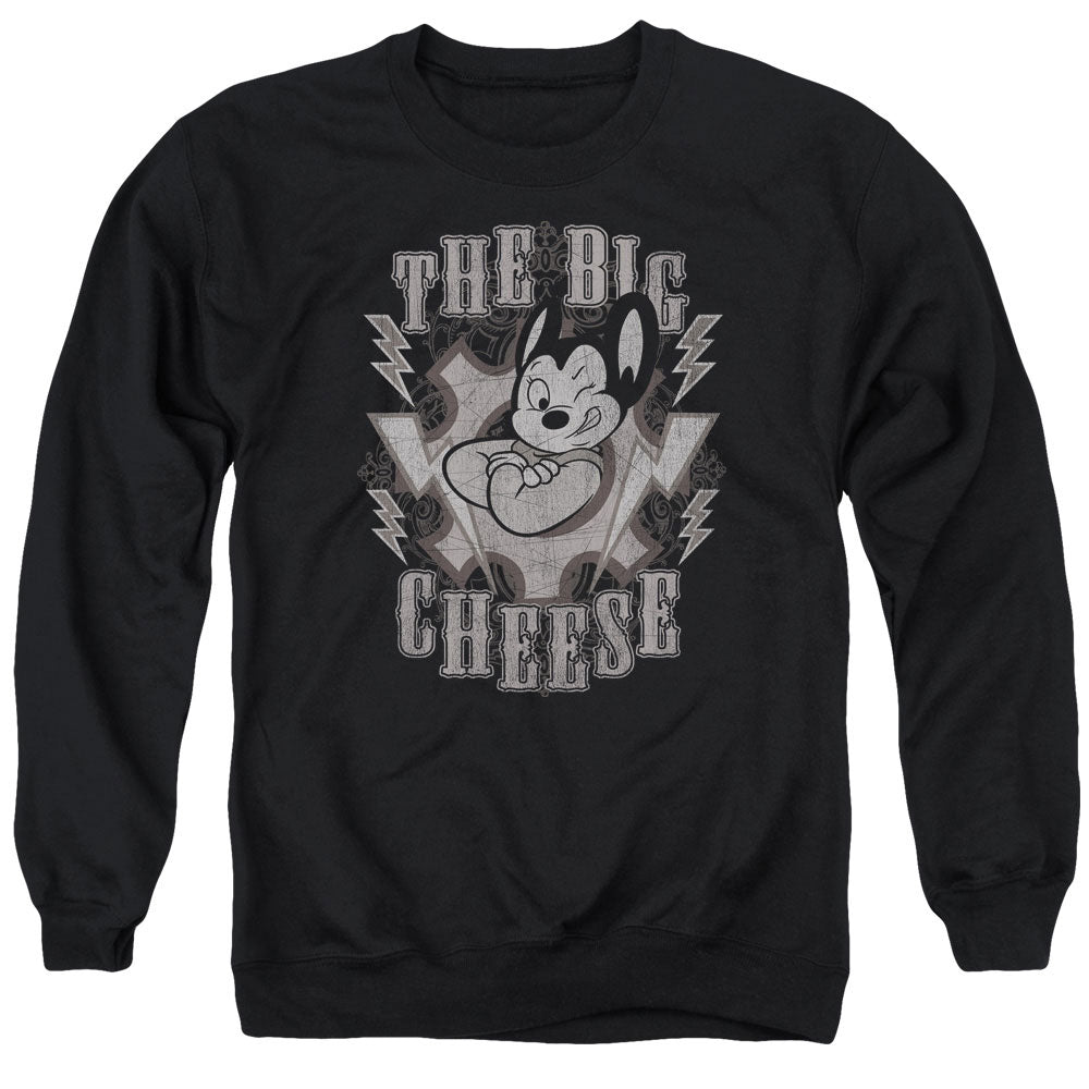 MIGHTY MOUSE : THE BIG CHEESE ADULT CREW NECK SWEATSHIRT BLACK 2X