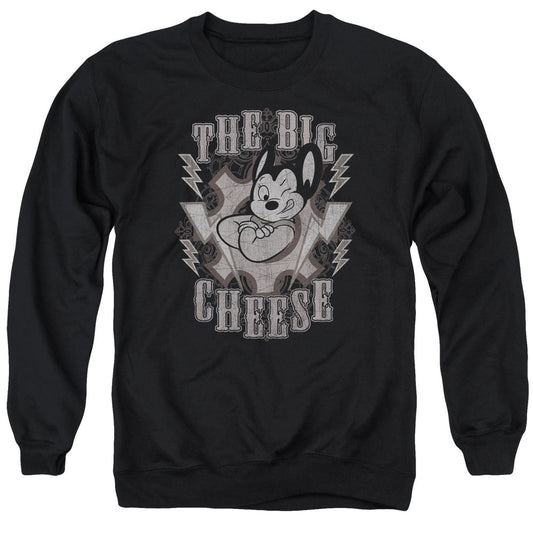 MIGHTY MOUSE : THE BIG CHEESE ADULT CREW NECK SWEATSHIRT BLACK SM