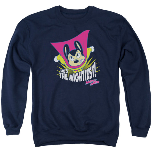 MIGHTY MOUSE : THE MIGHTIEST ADULT CREW NECK SWEATSHIRT Navy 2X