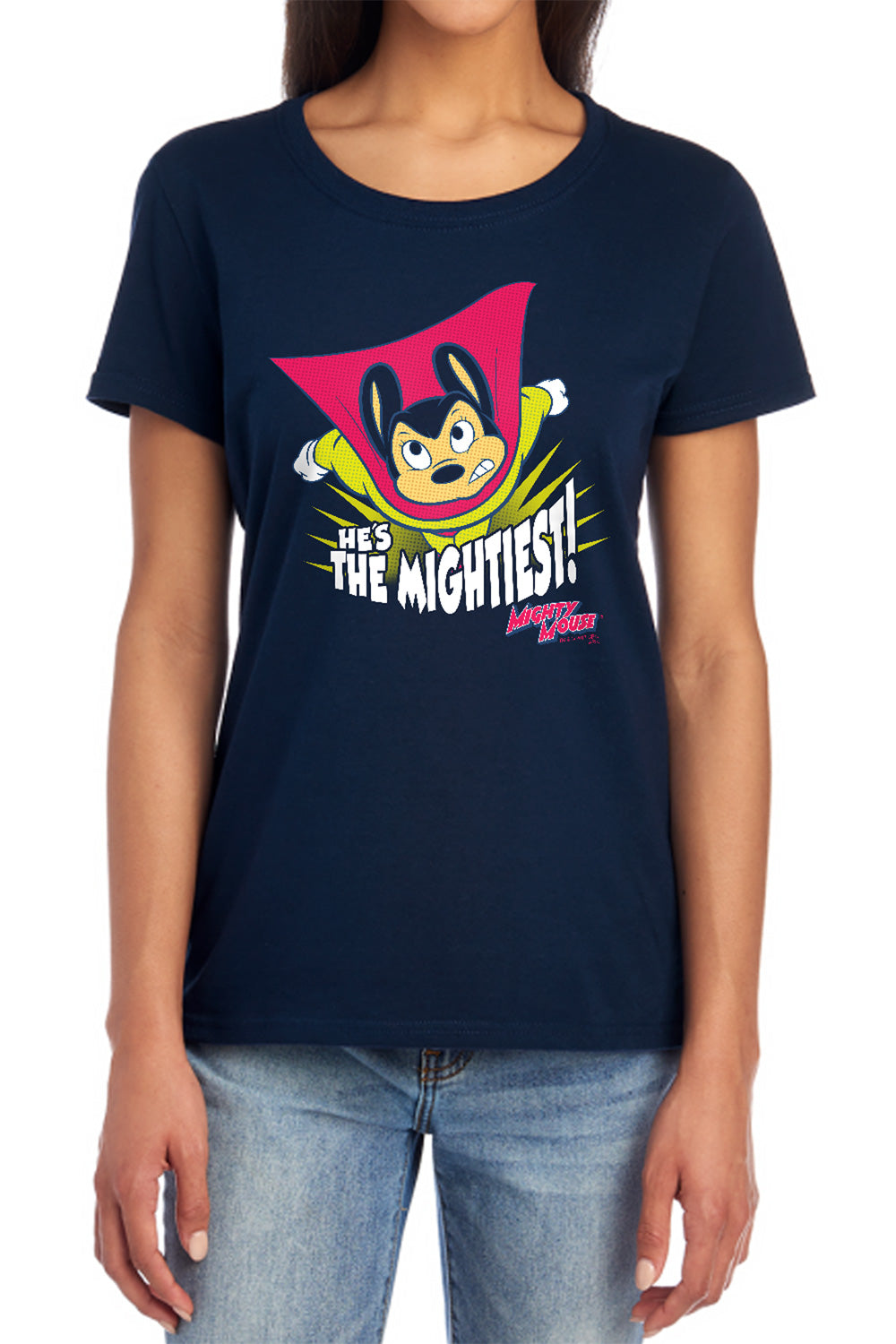 MIGHTY MOUSE : THE MIGHTIEST S\S WOMENS TEE Navy MD