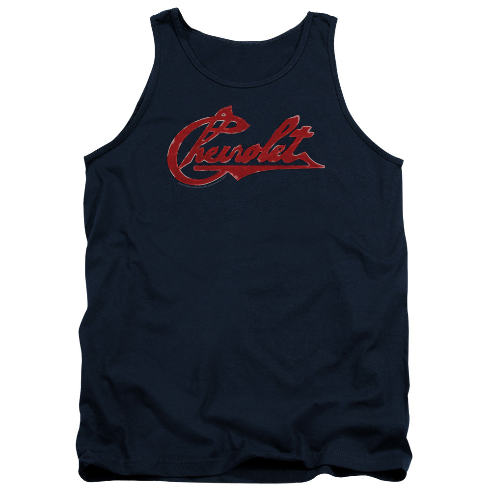 CHEVROLET : CHEVROLET SCRIPT DISTRESSED ADULT TANK Navy 2X