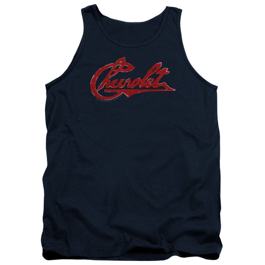 CHEVROLET : CHEVROLET SCRIPT DISTRESSED ADULT TANK Navy 2X