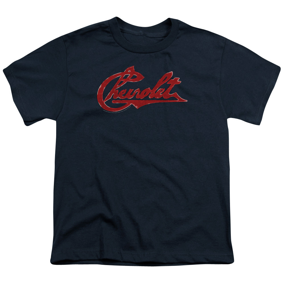 CHEVROLET : CHEVROLET SCRIPT DISTRESSED S\S YOUTH 18\1 Navy LG