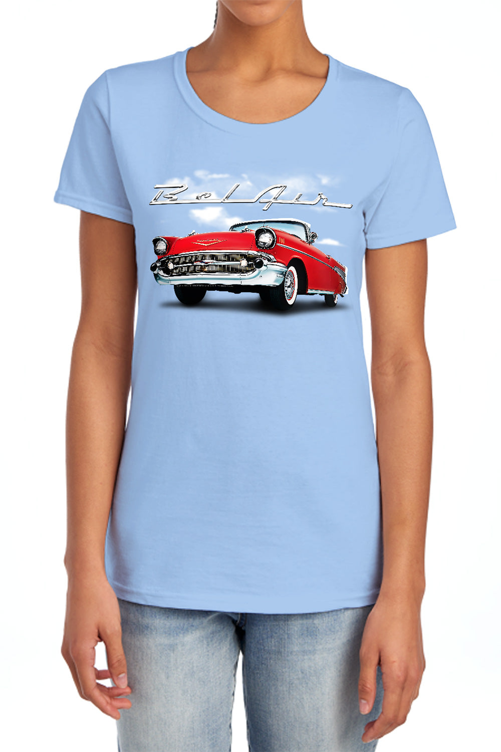 CHEVROLET : BEL AIR CLOUDS WOMENS SHORT SLEEVE Light Blue 2X