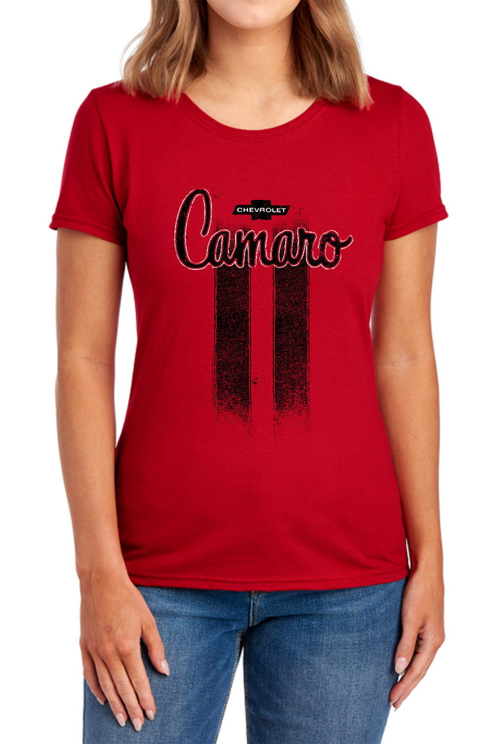 CHEVROLET : CAMARO STRIPES WOMENS SHORT SLEEVE Red 2X