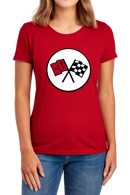 CHEVROLET : 2ND GEN VETTE LOGO WOMENS SHORT SLEEVE Red 2X